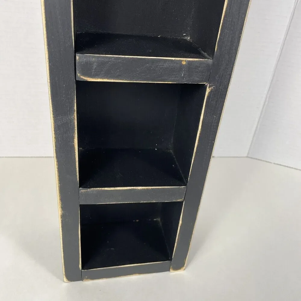 Vintage Wooden Country Heart Shelf Black Farmhouse Cottagecore Grammacore 21.5”